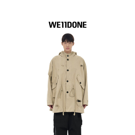 
WE11DONE neutral men and women same style old hooded parka coat coat khaki S