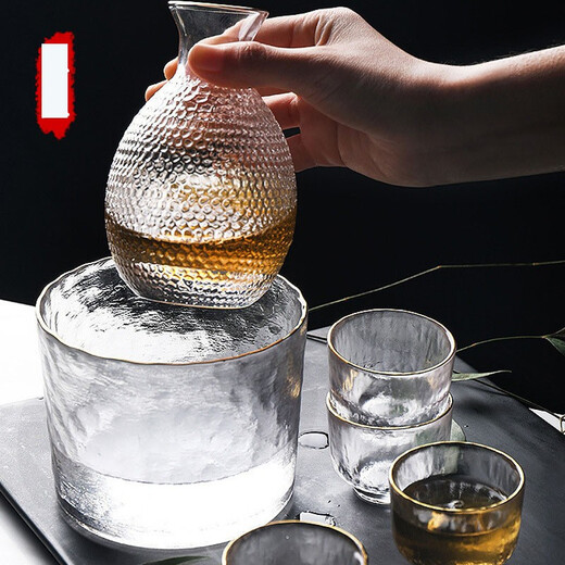 Zhushengmo (ZHUSHENGMO) Japanese wine set glass sake cup soju pot fruit wine cup plum white wine cup small glass wine warmer home set transparent model 1 pot 1 cylinder 4 cups