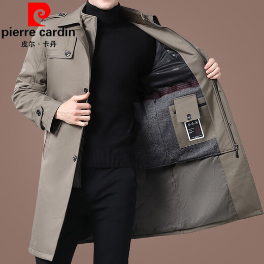 Pierre Cardin Fashion Winter Windbreaker Jacket Men's Medium Long Velvet Thickened Removable Wool Liner Middle-aged and Elderly Coat Black 1956 Long 2XL 185160-175Jin Jin is equal to 0.5kg Wear