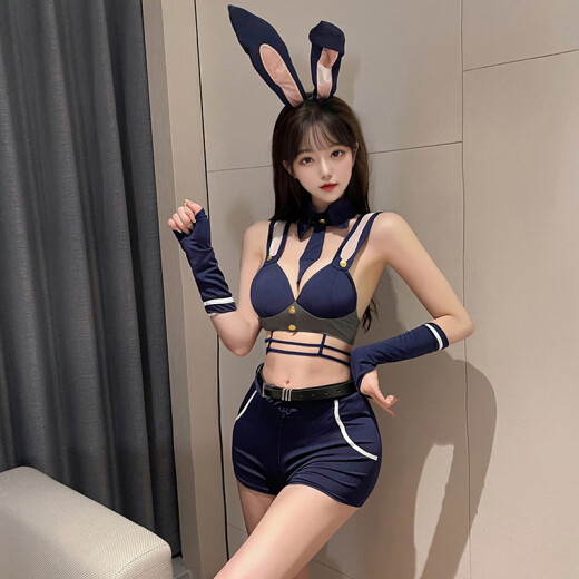 Femenina de la policía Sexy uniforme de conejo sheriff cosal de lencería de Halloween minifalda expuesta B Seduction al aire libre Navidad 3879 Sexy Battle Bata Headband Fait Fake Corbol Bra Private Ropa privada Fantasma Pantalones Abalone Vagina desnuda