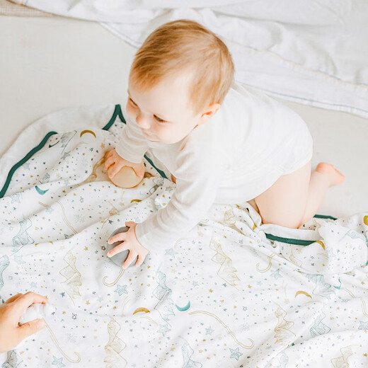 Nest designs Newborn gauze blanket, large square towel, baby products blanket, baby bath towel for all seasons, swaddling towel, Chuxue four-layer large square towel, size S (including small square towel)