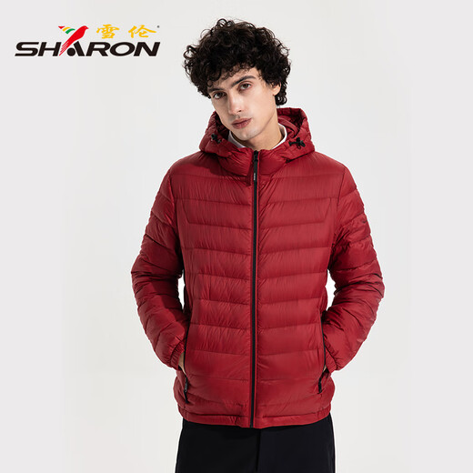Shirron off-season light down jacket men's hooded commuting business style autumn and winter jacket light and warm 13661 Song Tea Green XL