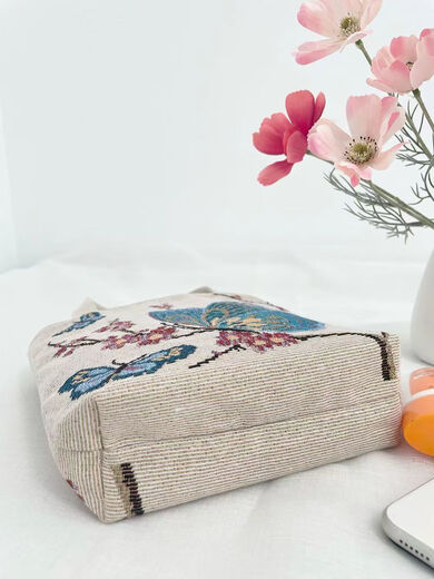 Knuspriger Leinwand Bag Butterfly Doppelseitig gestickter ethnischer Stil neuer Mobiltelefon-Taschen-Tasche Handtasche Handtasche verdickt Schmetterling kleines Modell [Größe 18*20]