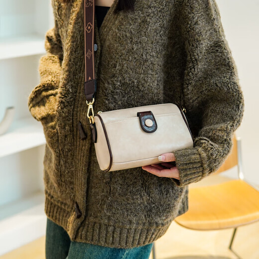 North Bag Textur kleine Tasche Frauen Retro Neue Mode Frauenbeutel lässig Breitband One-Shoulder Crossbody Body Birthday Geschenk für Freundin Beige White