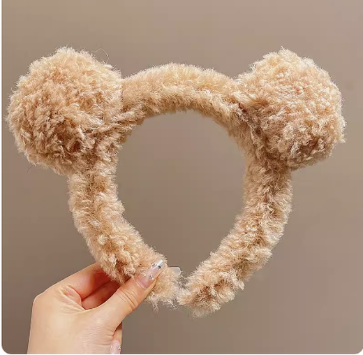 Rongxia little girl hair accessories, children's bow, plush hair hoop, hairpin, autumn and winter cute face wash headband, pink rabbit