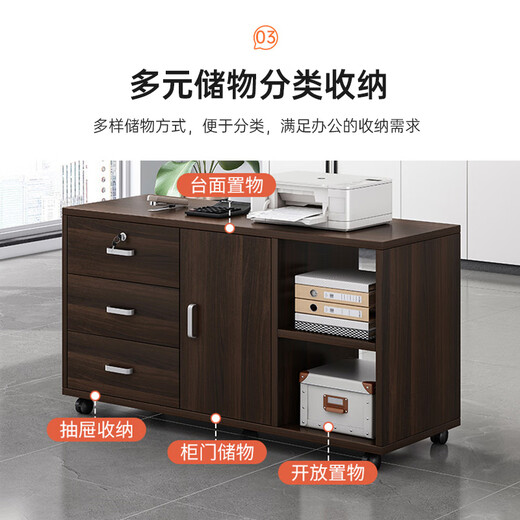 ZHONGWEI desk side cabinet side cabinet movable cabinet with lock for storage with cabinet door drawer cabinet storage cabinet 100*30*58cm