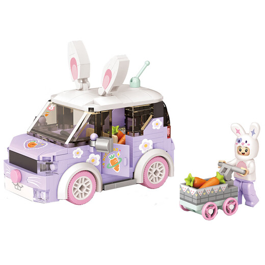 Loz Building Block Assembly Kinderspielzeugmodell Heilung für Jungen und Mädchen Valentinstag Geburtstagsgeschenk 4208 Kaninchen Karottenwagen