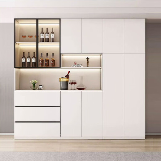 Yingtaoge aparador sala de estar almacenamiento integrado moderno gabinete de vino de madera maciza montado en la pared multifuncional personalizado de pie ligero de lujo pequeño gabinete de té estilo 8 200 * 42 * zócalo de pista libre de madera maciza tablero ecológico de madera maciza