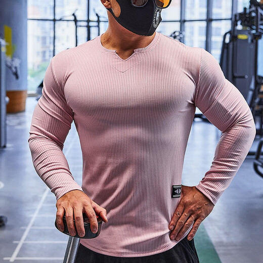 Lutielang sports long-sleeved fitness clothes T-shirt bottoming shirt men's elastic quick-drying muscle training running top gray XL