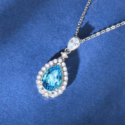 Haikai necklace women's topaz pendant gemstone necklace luxury jewelry Chinese Valentine's Day birthday gift for the elderly Swiss blue topaz necklace one thing one certificate