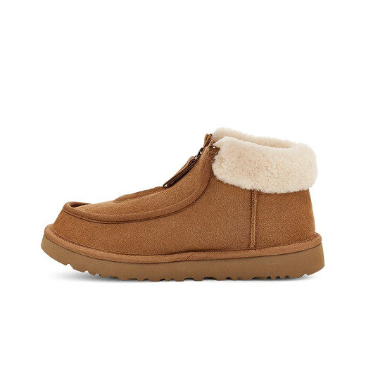 UGG new winter style women's casual and comfortable flat sole round toe zipper fashionable loafers 1143955 CNAT maroon/natural white 37