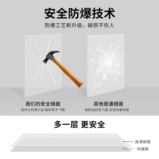 德旭全身镜 穿衣落地镜试衣镜家用防爆可壁挂 可贴墙铝合金网红大镜子 经典黑150*40【壁挂+落地】