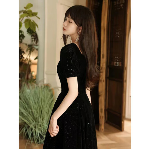 Messbeth Black Evening Kleid Französisch Wildleder High-End-Kunstuntersuch