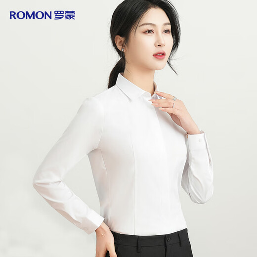 Romon cotton long-sleeved shirt women's business casual professional formal dress workwear commuter white shirt women's clothing