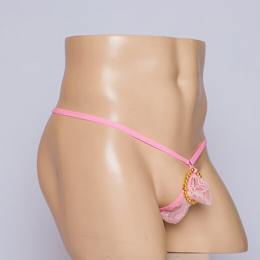 Men's sexy underwear, men's suspenders, ring underwear, European and American men's thong, lace bag free, pink, one size fits all