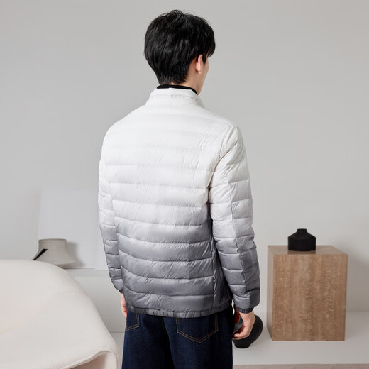 Snow Fly [Off-season Clearance] New autumn and winter style thin down men's zipper pocket windproof cuffs warm autumn down black and white gradient 9T84 XL 180/96A
