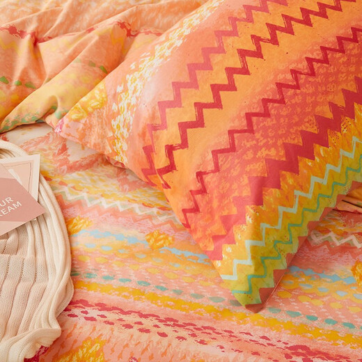 Boyang (jenseits) Boyang Home Textile reine Baumwoll-Vier-teilige Set aus Baumwolldicke pelziger Kit Boho warmes europäisches Bettblatt [doppelseitiger Pelz] warmer Winter 1,5-Meter-Blattstil (Quilt Cover 200x230 cm)