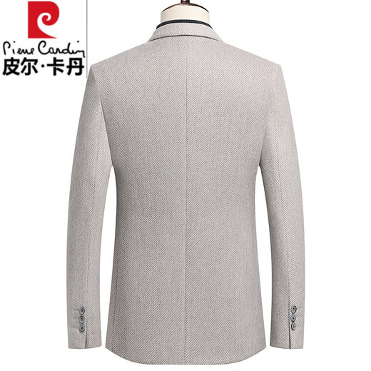 皮尔卡丹（pierre cardin）高端羊毛西装外套男士修身单西外套秋冬季高级商务免烫休闲西服男 25907米色 L 175【121-140斤】