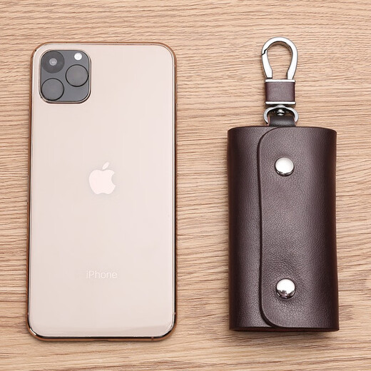 MAIWEINI key bag for men's real leather waist hanging keychain for home large capacity women's fashion Korean multi-function car lock key bag black [6 key positions]