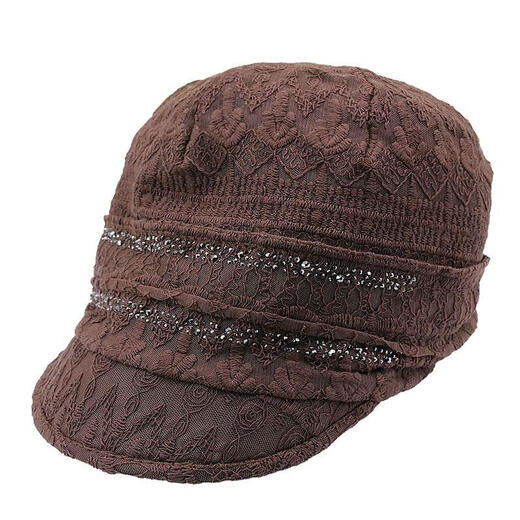 Departure Sky Cover White Hair Hat Thin Fifty-Year-Old Ladies Hat Light and Breathable Baotou Cap for Women Spring and Summer Elegant Wide Brim Basin Brown Two Thin Diamonds One Size 54-59cm Elastic
