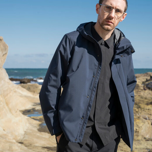 CARE OF LORD Explorer Series Spring and Autumn Jacket Men's Commuting Hooded Casual Jacket Weatherproof 7601 Textured Black L