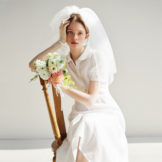 Fan Silan French age-reducing first love white skirt for women in summer 2024 new style collar dress 24FS12056 white S