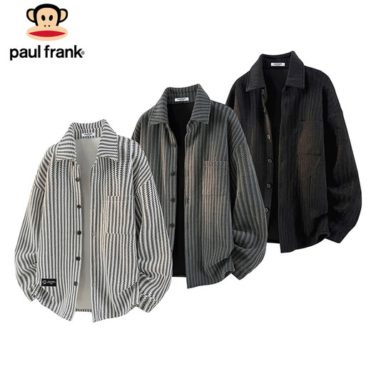 Paul Frank Jacket Men's Autumn and Winter Chenille Jacket Men's Warm and Coldproof Loose Casual Men's Gray XL
