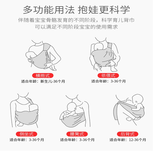 戈迈斯婴儿背巾育儿巾新生儿横抱式婴儿背带多功能两用哺乳巾 四季款抹茶绿+安全带+收纳袋