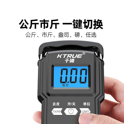 千确高精度手提电子秤小型快递称便携式随身家用钩吊勾弹簧行李称鱼器 充电中文款【带卷尺】75kg10g