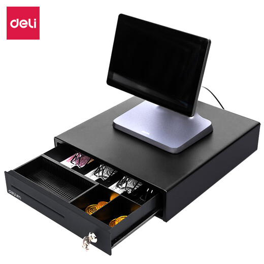 Deli cash box cash register cash box cash register cash register four compartments three gears three-section lock drawer can be unlocked with a key and used alone DL-335