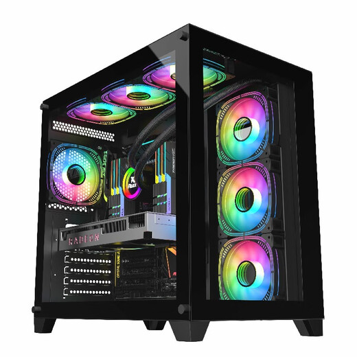 EVESKY Sea View Room PRO Computer Case Game Case Desktop Computer Main Case (Tempered Glass/Left and Right Partitions/360 Water Cooling/ATX Motherboard/40 Series Graphics Card) Sea View Room PRO-White + 10 Twilight Colorful Fans