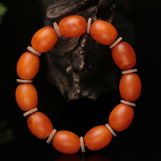 Yage fidelity Russian material chicken oil red old beeswax bucket bead bracelet game allowance original leather amber date bead follow-up bracelet for men and women