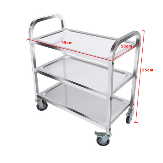 AEY stainless steel mobile food delivery cart three-layer dining cart kitchen rack fast food restaurant service cart