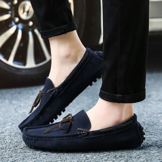 Leili Caesar Spring and Autumn New Beanie Shoes Men's Casual Leather Shoes Men's Korean Style All-match Lazy Leather Shoes Dark Brown 677 41