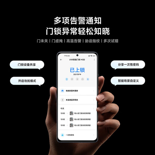 小米智能门锁M30 人脸识别款 双摄猫眼指纹锁 可视大屏 电子锁密码锁