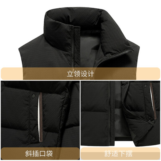 Flying in the Snow Men's Down Jacket Duck Down Stand Collar Vest Autumn and Winter Warmth and Cold Protection Fashionable Loose Down Vest 185