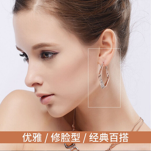 Idel Korean personalized large earrings hoop long style female European and American exaggerated temperament pendant ear jewelry simple earrings Valentine's Day birthday gift for wife and girlfriend prismatic personalized earrings E1057