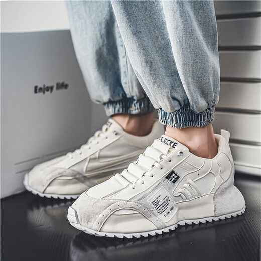 Mvpboy Laufschuhe Herren neuer Frühling Vielseitige Gelegenheitssportschuhe Herrenbeutel Vaters Schuhe atmungsable Mesh Schuhe Herrenschuhe Sonnenschein C681 White 42