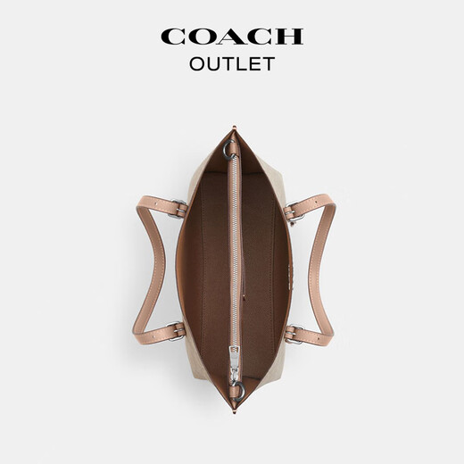 COACH Outlet Women's Bag Classic Logo MOLLIE No. 25 Tote Bag Shoulder Crossbody Bag Handbag Gift SV/Sand Yellow/Taupe