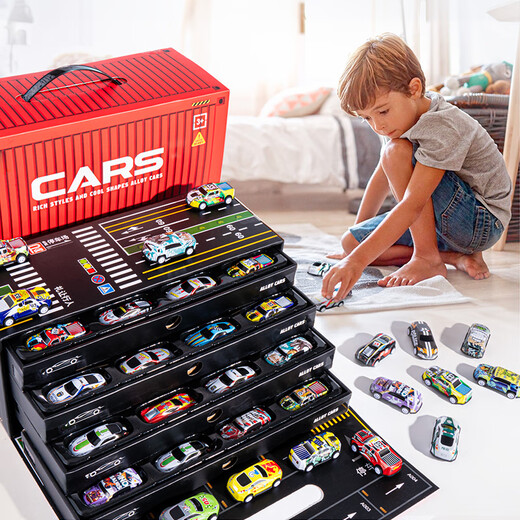 Ibezhi children's toys boy car model 1-3-6 years old gift box alloy set pull back container birthday gift 48 cars gift box container boy's 45 6-10 years old birthday gift