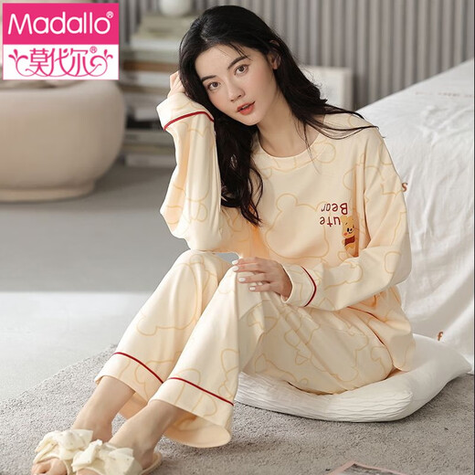 Modal 100% pure cotton pajamas for women in spring and autumn long sleeves sweet and cute summer cotton Korean style home clothing autumn and winter set 6628 T5352 L (recommended to wear 105-125 Jin [Jin equals 0.5 kg])