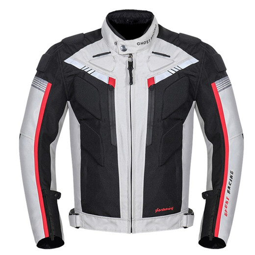 
GHOST RACING Motorcycle Cycling Clothing Set Four Seasons Universal Men's Windproof Breathable Anti-fall Motorcycle Clothing Jacket Motorcycle Racing Clothing Light Gray Top XL