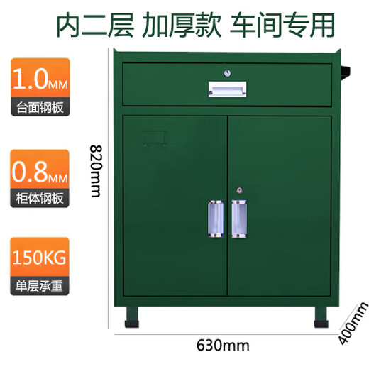 Ling Yuxun Heavy Tool Cabinet Workshop Repair Thickened Tool Cart Drawer Double Door Factory Storage Iron Tools One-Pull Double Door Green Stand Feet + Foot Covers 1.0 Thickened
