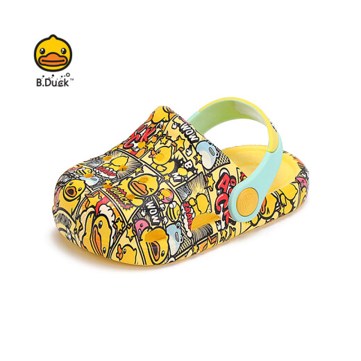 B.Duck little yellow duck children's shoes children's slippers summer clogs indoor home shoes boys and girls garden shoes 5329 yellow 26