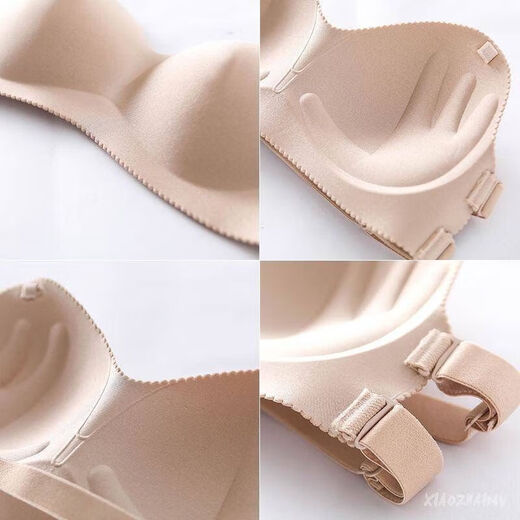 Full-length strapless bra, push-up, thickened small breasts, strapless Korean style wedding dress, invisible underwear for female students, skin color, size 90 transparent shoulder straps, one size fits all