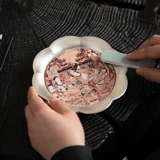SUSHI CERAMICS Dunhuang gilt silver tea set set by Chen Desheng, the national intangible cultural heritage inheritor, one pot and two cups accompanying the gift box