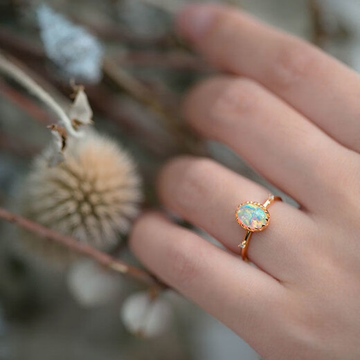 DL 1998 Opal Ring Stone Retro Palace Style S925 Silver Female Noble and Elegant Temperament Niche Ins