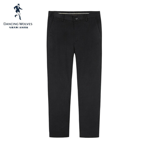 Bailando con el lobo [Funcionamiento de algodón cómodo] Campeador informal Mid-Wisting Stretch Cómodos Pantalones de hombres versátiles 001 Negro 32