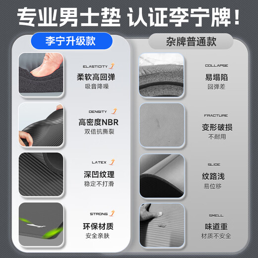 Li Ning Yoga Mat Men's Fitness Sports Mat Thickened Household Anti-Slip Jumping Rope Sound Insulation Shock-ups Dance Mat