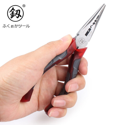 釰福冈工具助力弹簧款尖嘴钳12046寸尖口钳尖咀钳多功能钳工具 助力弹簧款FO-1204新老款随机发